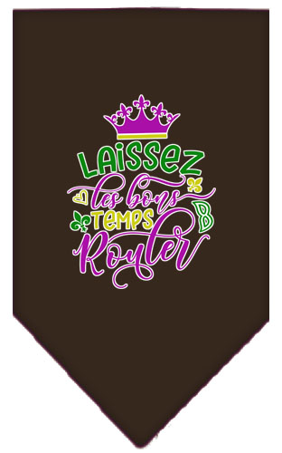 Laissez Les Bons Temps Rouler Screen Print Mardi Gras Bandana Cocoa Small